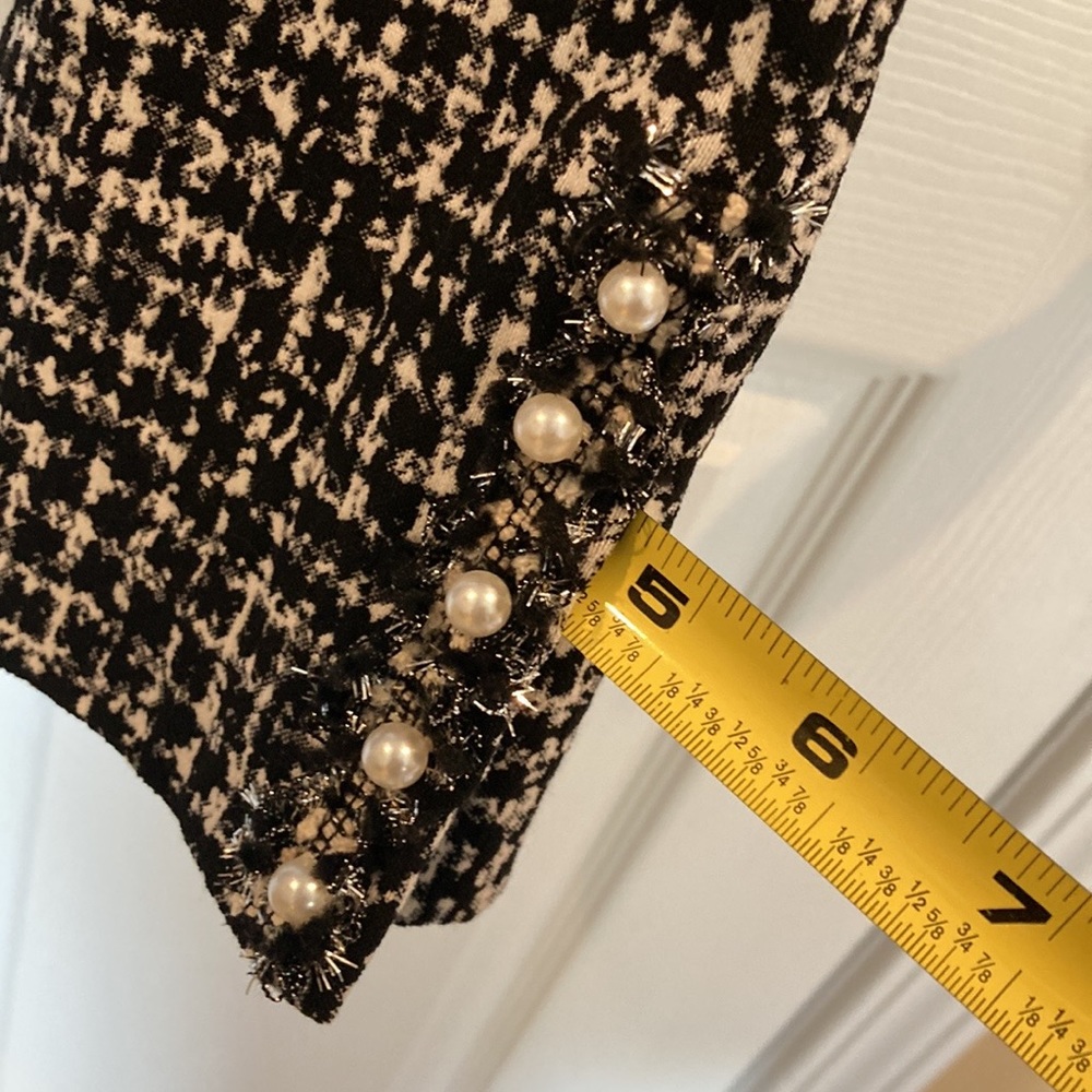 Up! Houndstooth Print Pants with ankle vent faux Pearl and Fringe Details Sz 12 - Picture 6 of 12